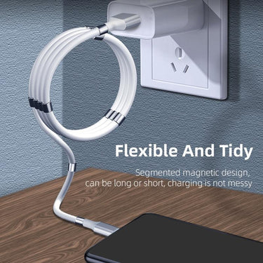 Magnetic Self Coiling USB Cable Flexible Durable Foldable Non-tangle Fast Charge Cables Micro Type-C from NSE Imports #2.